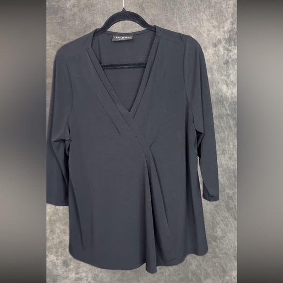 Lane Bryant Tops - Lane Bryant Black V Neck Blouse 14/16 3/4 Sleeve Stretch Top
